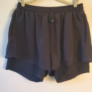 PINSPARK 2 in 1 Athletic Double Shorts for Women Underneath XL Black Pickleball